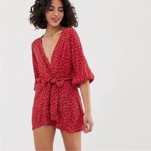 FREE PEOPLE Clara tunic red floral dress